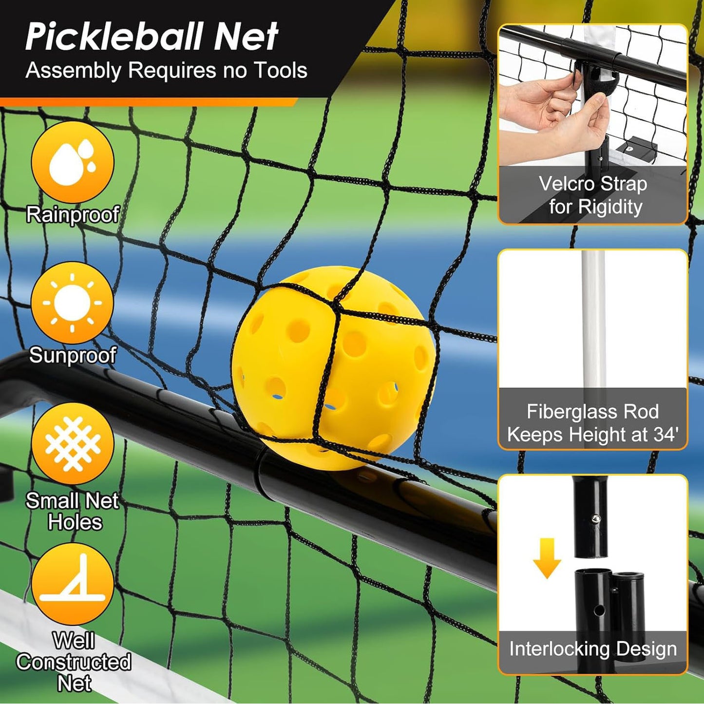 Portable Pickleball Net – 22FT Court Setup with Frame for Outdoor & Indoor Play