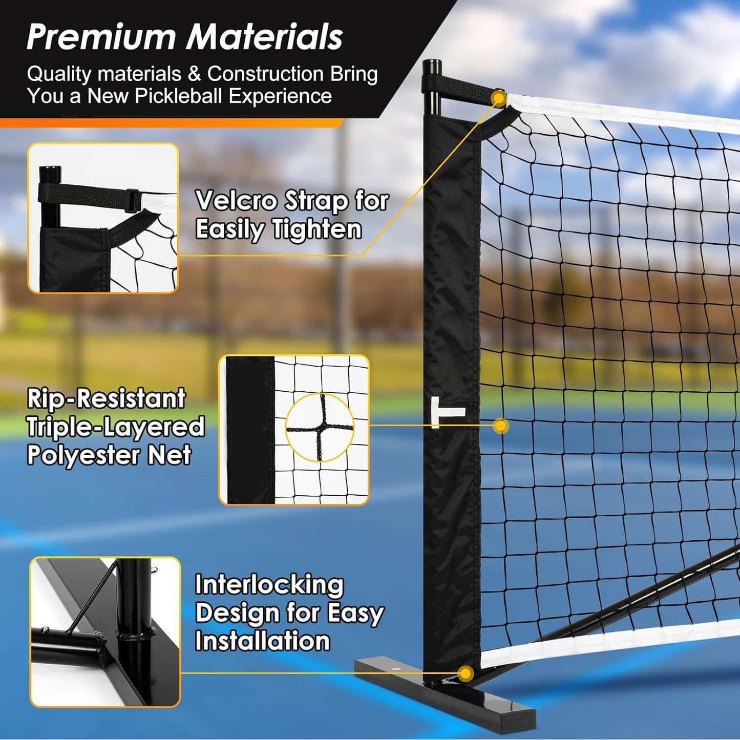 Portable Pickleball Net – 22FT Court Setup with Frame for Outdoor & Indoor Play